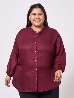Style Quotient - Women Viscose Rayon Solid Maroon Shirt