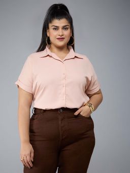 Style Quotient - Women Polyester Solid Pink Formal Shirt