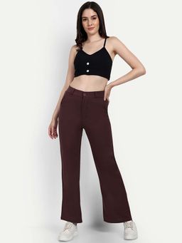 BROADSTAR - Women Brown Loose Fit High-Rise Easy Wash Parallel Trouser