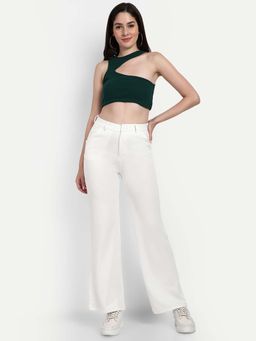 BROADSTAR - Women White Smart Regular Fit High-Rise Easy Wash Parallel Trouser