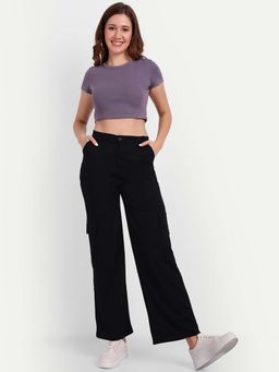 BROADSTAR - Women Black Pleated Korean Pant