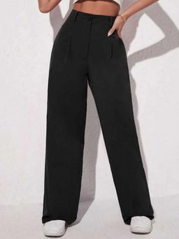 BROADSTAR - Women Black Pleated Korean Pant