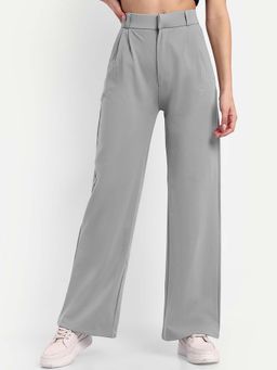 BROADSTAR - Women Grey Pleated Korean Pant
