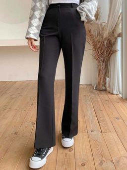 BROADSTAR - Women Black Loose Fit High Rise Easy Wash Lyocell Casual Trouser