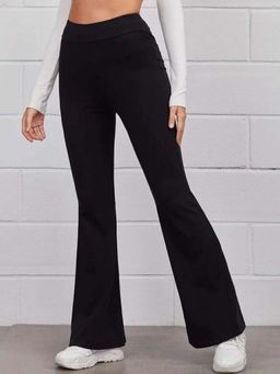 BROADSTAR - Women Black Bootcut Super High Rise Easy Wash Stretchable Pant