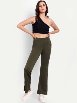 BROADSTAR - Women Olive Smart High Rise Easy Wash Stretchable Bootcut Pant