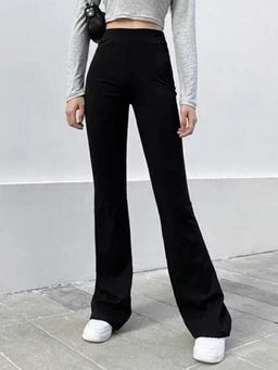 BROADSTAR - Women Black Smart Bootcut High Rise Easy Wash Pant