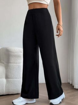 BROADSTAR - Women Black Loose Fit High-Rise Easy Wash Parallel Trouser