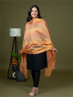 Hella Fashions - Orange Zari Dupatta