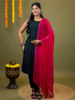 Hella Fashions - Pink Mirror Work Dupatta