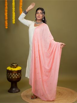 Hella Fashions - Pink Mirror Work Dupatta