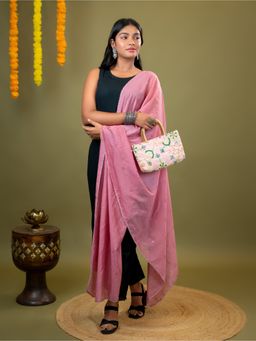 Hella Fashions - Pink Mirror Work Dupatta