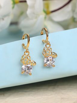 Anika's Creations - Stylish Gold Tone Stone Studded Hoop Style Earrings