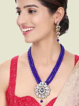 Anika's Creations - Trendy 2 Layer Jada Pearl Blue Necklace For Women & Girls
