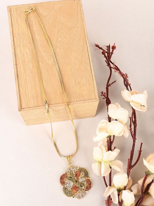 Anika's Creations Designer Gold Platted Multi Colour Strings Design Necklace