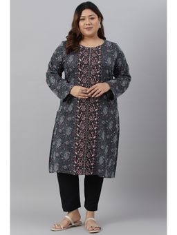 W - Blue Floral Winter Kurta