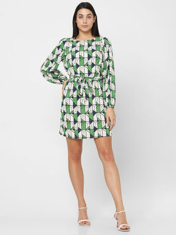 VERO MODA - Beige Geometric Print Fit & Flare Dress (Set of 2)