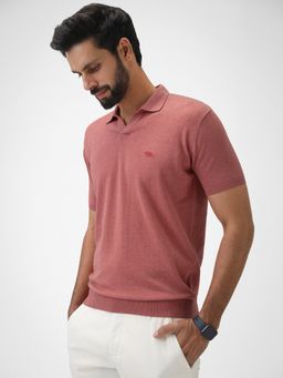 Andamen - Regular Fit Men Red Melange Half Sleeve Open Neck Polo T-Shirt