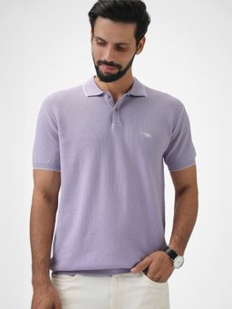 Andamen - Regular Fit Men Lavender Half Sleeve Tipping Collar Polo T-Shirt