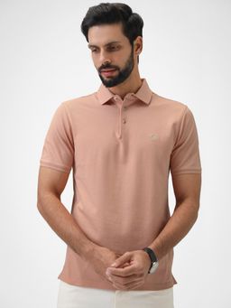 Andamen - Regular Fit Pink Men's Half Sleeve Gold Finish Polo