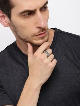 Yellow Chimes - Cross Sign Printed 316L Stainless Steel Black Ring