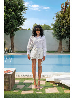 Label Aparna Rawat - White Shorts with Shirt (Set of 2)