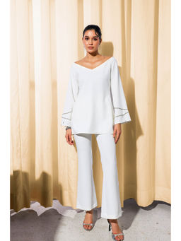 Label Aparna Rawat - Relaxed White Co-Ord (Set of 2)