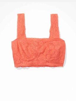 American Eagle - Women Peach Lace Overlay Super Cropped Tank Top