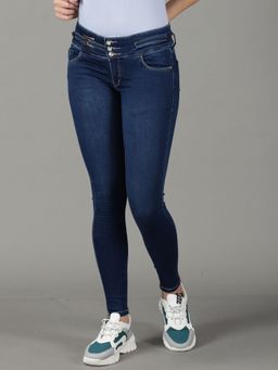 SHOWOFF - Women's Stretchable Clean Look Navy Blue Skinny Fit Jeans