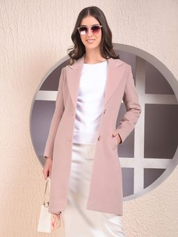 CRIMSOUNE CLUB - Women's Pink Notched Lapel Single-Breasted Coat