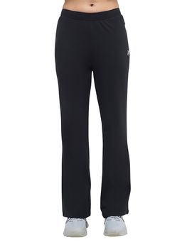 Hunnit - Black Women High Rise Relaxed Fit Solid Cotton Straight Fit Pant