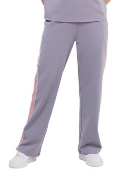 Hunnit - Purple Women High Rise Relaxed Fit Solid Cotton Straight Fit Pant