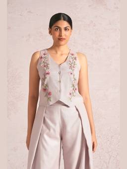 Kaveri - Mauve Blush Vines Waist Coat