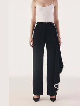 Néant - Black Architectural Draped Straight Trousers