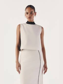 Néant - White Contrast Paneled Boxy Top