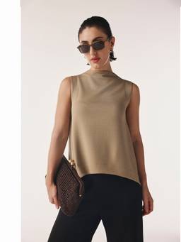 Néant - Khaki Architectural Cape Top