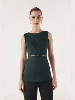 Néant - Green Belted Peplum Contour Top