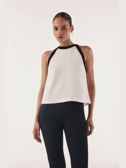 Néant - White Contrast Zip-Up Effortless Top