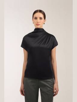 Néant - Black Shoulder Drape Elemental Top