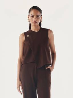 Néant - Brown Boxy Wrap Seamless Vest