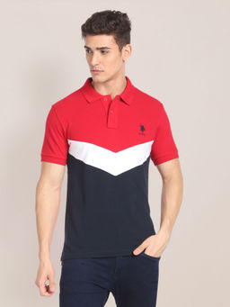U.S. POLO ASSN. - Ribbed Collar Colour Block Polo Shirt