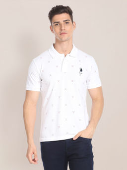 U.S. POLO ASSN. - All Over Brand Print Polo Shirt