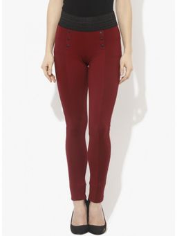 Lakshita - Maroon Long Plain Jeggings