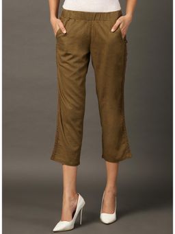 Lakshita - Mehndi Olive Regular Plain Designer Capri