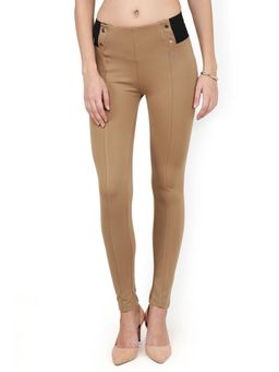 Lakshita - Beige Plain Jeggings