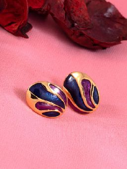 Estele - Gold Plated Stylish Oval Designer Stud Earrings for Women