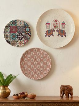 ARTCREST - Jaipur Wall Plates Metal Wall Art Decor (Pack of 3)