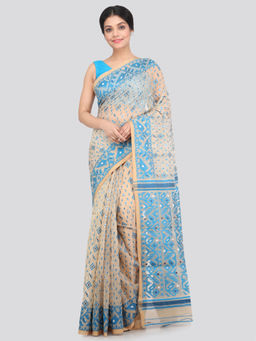 PinkLoom - Women's Soft Cotton Jamdani Saree Without Blouse Piece