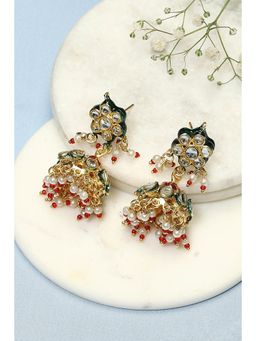 Biba - Red & Green Brass Earrings