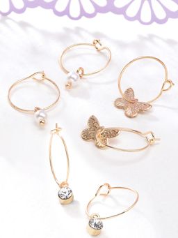 Accessorize London - Womens Gold Butterfly Hoop Earrings Pack (Set Of 3)